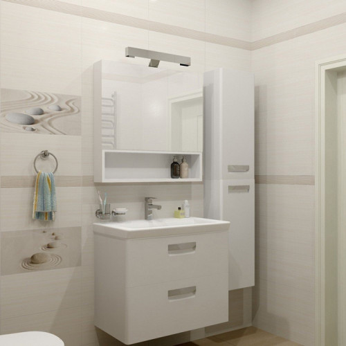 Roca The Gap Original зеркальный шкаф 800 мм, 800x129x850 мм, с LED-светильником, блоком с розеткой, включение от общего выключателя, белый глянец