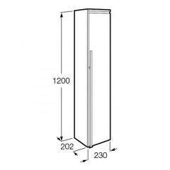Roca Aneto шкаф-колонна правый 1200 мм, 230x202x1200 мм, белый глянец/черный матовый