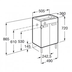 Roca Debba Compact модуль для раковины 500 мм, 490x360x707 мм, с 2 дверцами, белый глянец