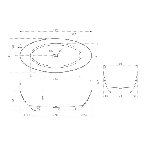 Карбоновая ванна ABBER Karbon AK9002-1.8 черная