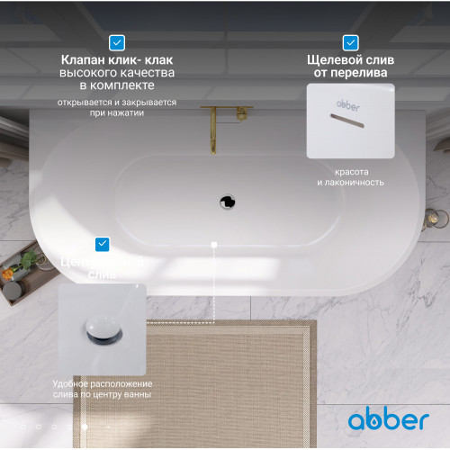 Акриловая ванна ABBER AB9216-1.7DB синяя