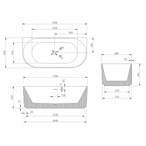 Акриловая ванна ABBER AB9330-1.7 белая