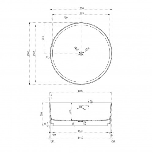 Ванна из искусственного камня ABBER Stein AS9679 белая матовая