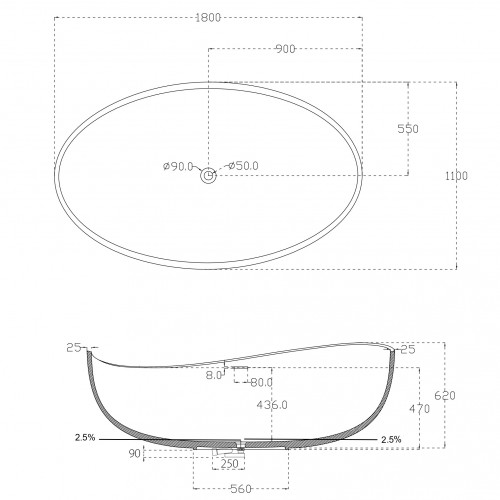 Акриловая ванна ABBER AB9239 белая