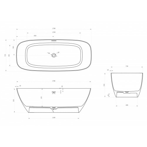 Ванна из искусственного камня ABBER Stein AS9612-1.7 белая матовая