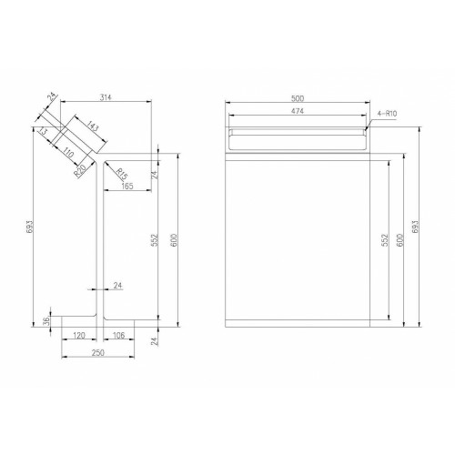 Столик для ванной комнаты ABBER Stein AS1637MB с полотенцедержателем, черный матовый