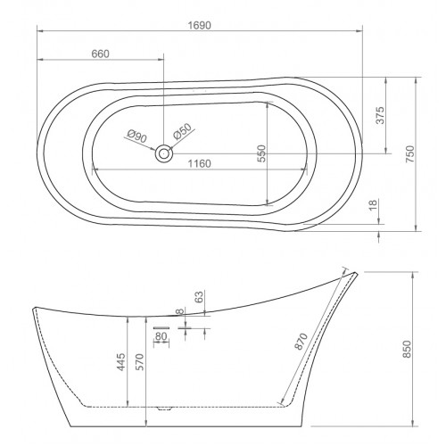 Акриловая ванна ABBER AB9245 белая