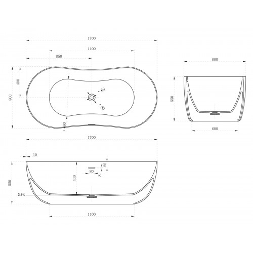Ванна из искусственного камня ABBER Stein AS9604 белая матовая