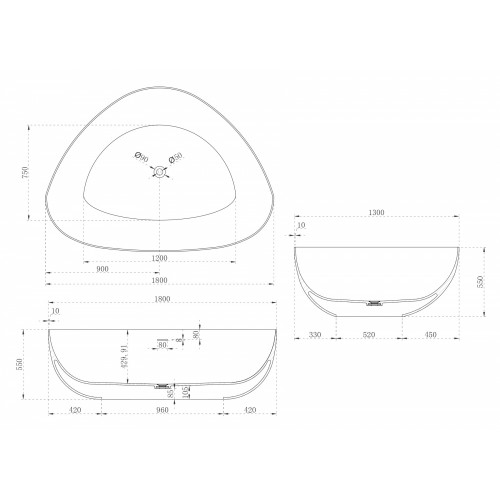 Ванна из искусственного камня ABBER Stein AS9608 белая матовая