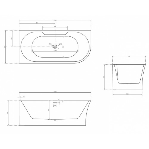 Акриловая ванна ABBER AB9335-1.7 L белая