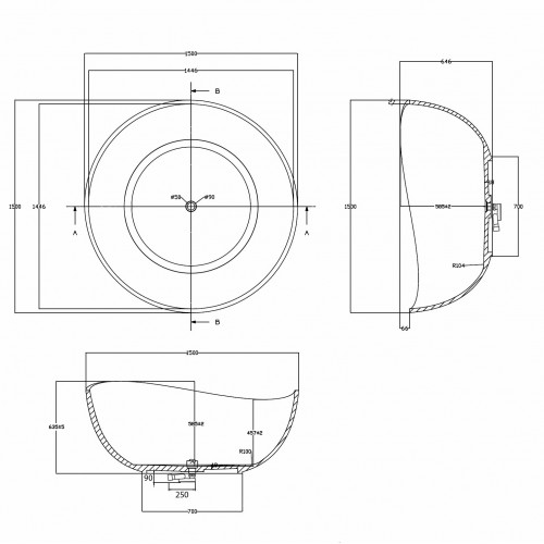 Прозрачная ванна ABBER Kristall AT9705Aquamarin бирюзовая