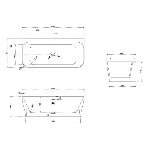 Ванна из искусственного камня ABBER Stein AS9616 белая матовая