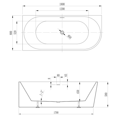 Акриловая ванна ABBER AB9502-1.8 L белая