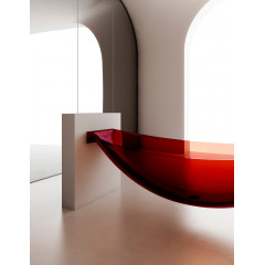 Прозрачная ванна ABBER Kristall AT9704Rubin подвесная красная