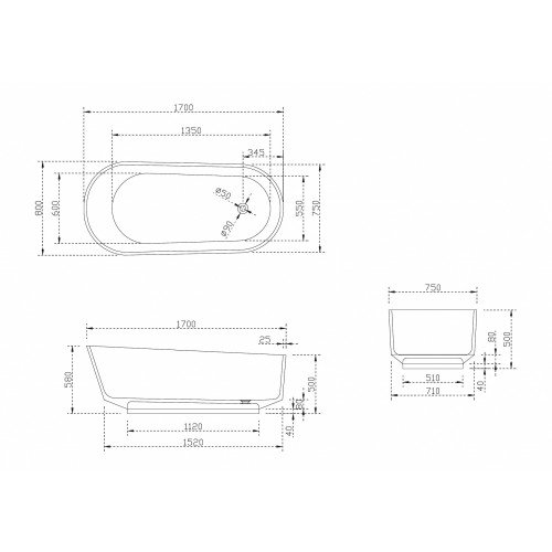 Прозрачная ванна ABBER Kristall AT9706Opal коричневая