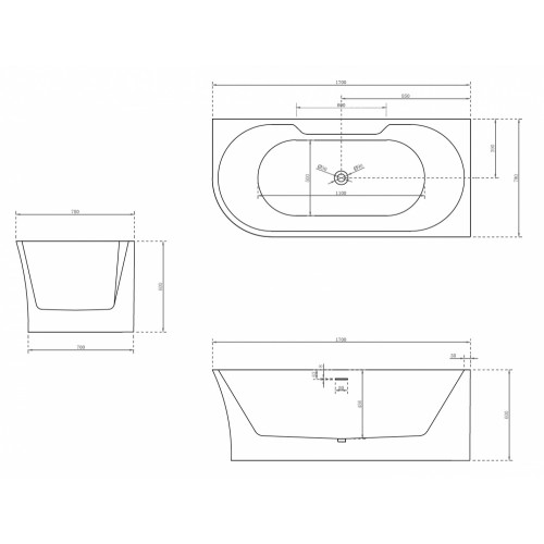 Акриловая ванна ABBER AB9335-1.7 R белая