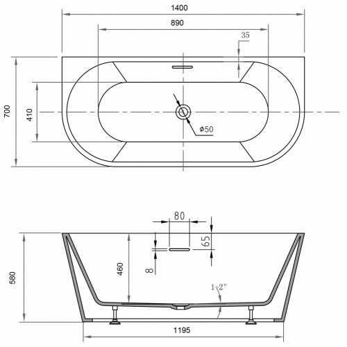 Акриловая ванна ABBER AB9503-1.4 белая