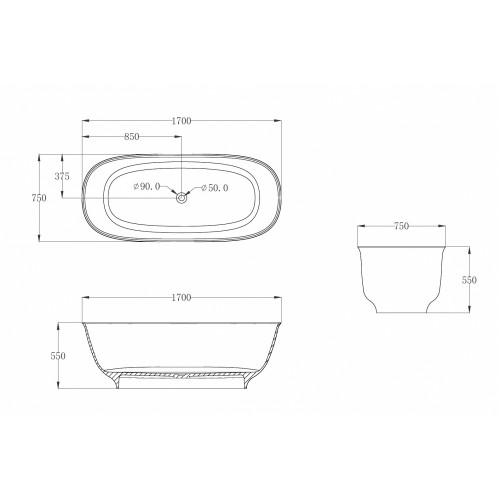 Прозрачная ванна ABBER Kristall AT9707Aquamarin бирюзовая
