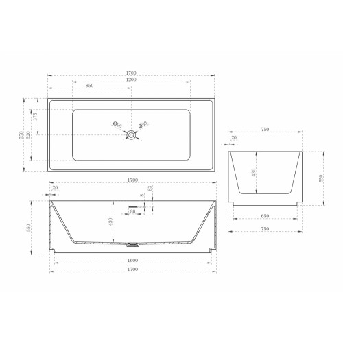 Ванна из искусственного камня ABBER Stein AS9602 белая матовая