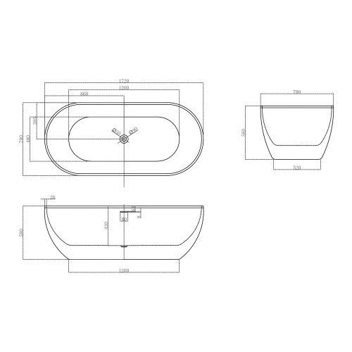 Акриловая ванна ABBER AB9241MW белая матовая
