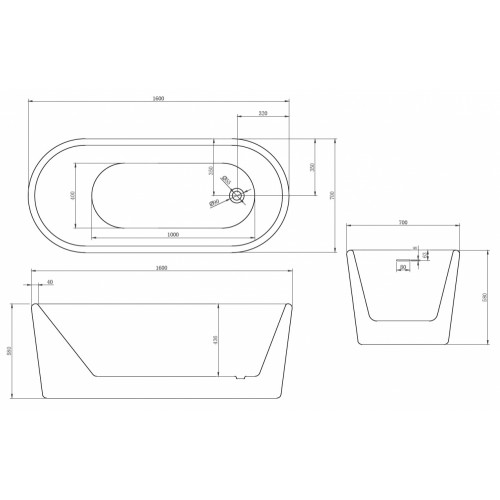 Акриловая ванна ABBER AB9272-1.6 белая