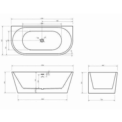 Акриловая ванна ABBER AB9216-1.7 белая