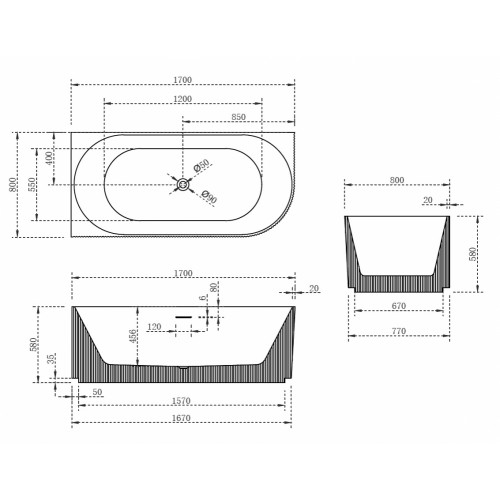 Акриловая ванна ABBER AB9329-1.7 L белая