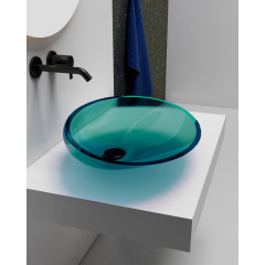 Раковина накладная прозрачная ABBER Kristall AT2812Aquamarin бирюзовая