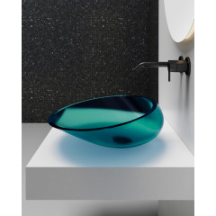 Раковина накладная прозрачная ABBER Kristall AT2812Aquamarin бирюзовая