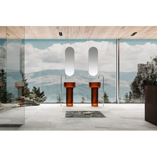 Раковина отдельностоящая прозрачная ABBER Kristall AT2702Opal-H коричневая