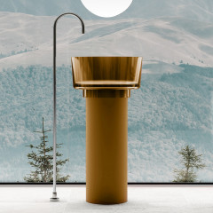 Раковина отдельностоящая прозрачная ABBER Kristall AT2702Vesuvian оливковая