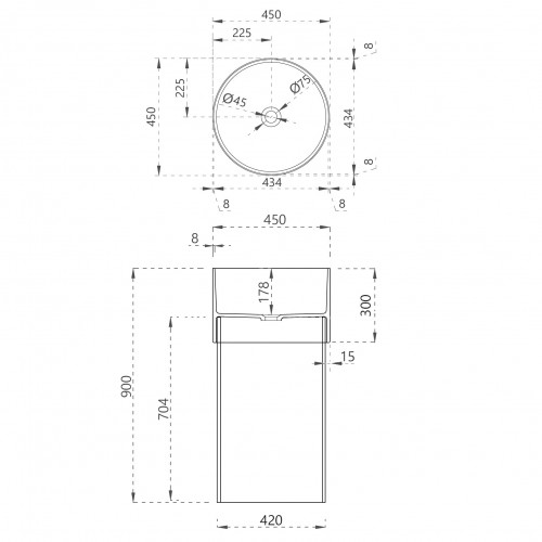 Раковина отдельностоящая прозрачная ABBER Kristall AT2701Aquamarin бирюзовая