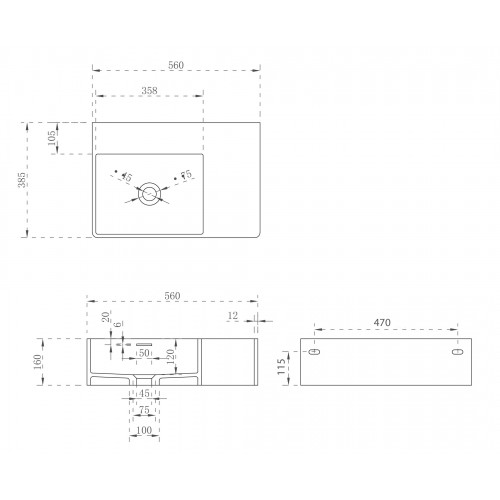 Раковина подвесная ABBER Stein AS2644 L белая матовая