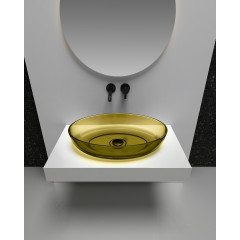 Раковина накладная прозрачная ABBER Kristall AT2801Vesuvian оливковая