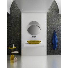 Раковина накладная прозрачная ABBER Kristall AT2801Vesuvian оливковая