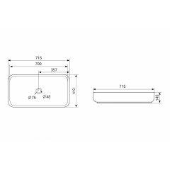 Раковина накладная ABBER Rechteck AC2210 белая