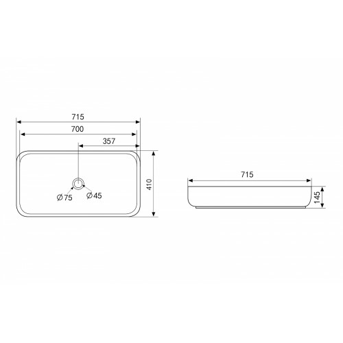Раковина накладная ABBER Rechteck AC2210 белая