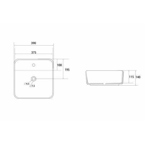 Раковина накладная ABBER Rechteck AC2215 белая