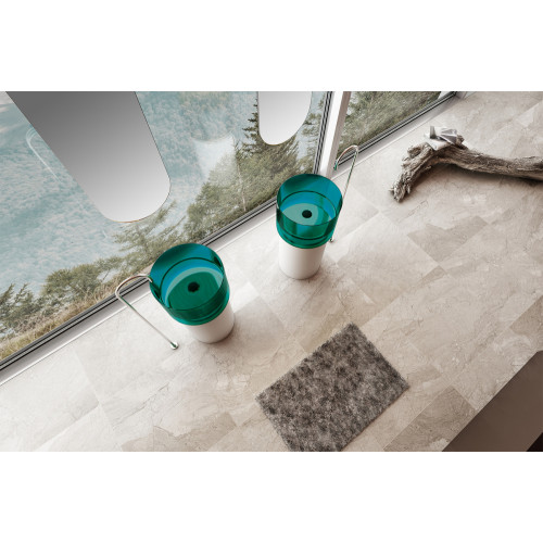 Раковина отдельностоящая прозрачная ABBER Kristall AT2701White-Aquamarin белый/бирюзовый