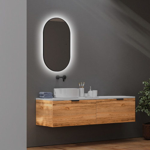 Зеркало ABBER Kontur AG6302SCB с подсветкой, бесконтактный выключатель, диммер, черный