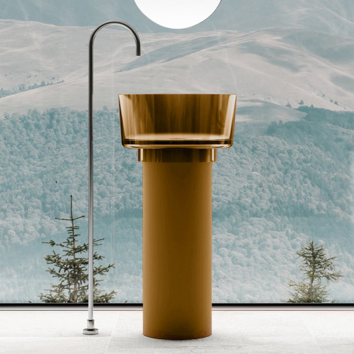 Раковина отдельностоящая прозрачная ABBER Kristall AT2702Vesuvian-H оливковая