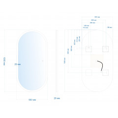 Зеркало ABBER Kontur AG6303S-1.0 с подсветкой, сенсорный выключатель, диммер