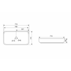 Раковина накладная ABBER Rechteck AC2210MG серая матовая