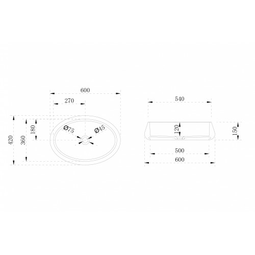 Раковина накладная ABBER Stein AS2605 белая матовая