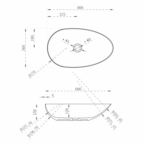 Раковина накладная ABBER Stein AS2615 белая матовая