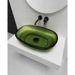 Раковина накладная прозрачная ABBER Kristall AT2805Emerald зеленая