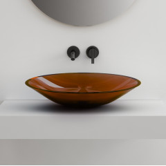 Раковина накладная прозрачная ABBER Kristall AT2812Opal коричневая