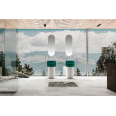 Раковина отдельностоящая прозрачная ABBER Kristall AT2701White-Aquamarin-H белый/бирюзовый