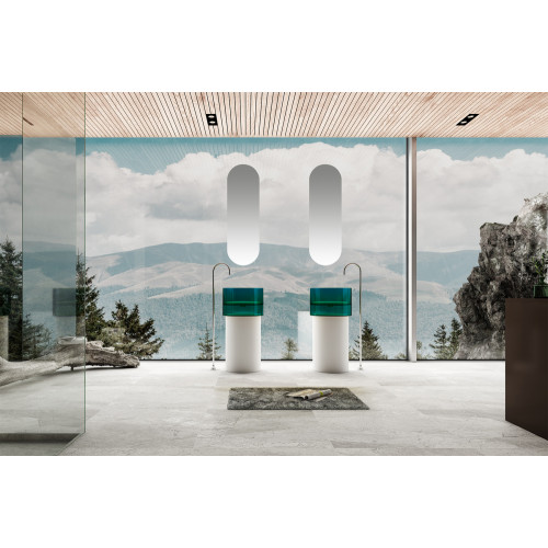 Раковина отдельностоящая прозрачная ABBER Kristall AT2701White-Aquamarin-H белый/бирюзовый