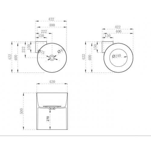 Раковина подвесная прозрачная угловая ABBER Kristall AT2705Aquamarin бирюзовая